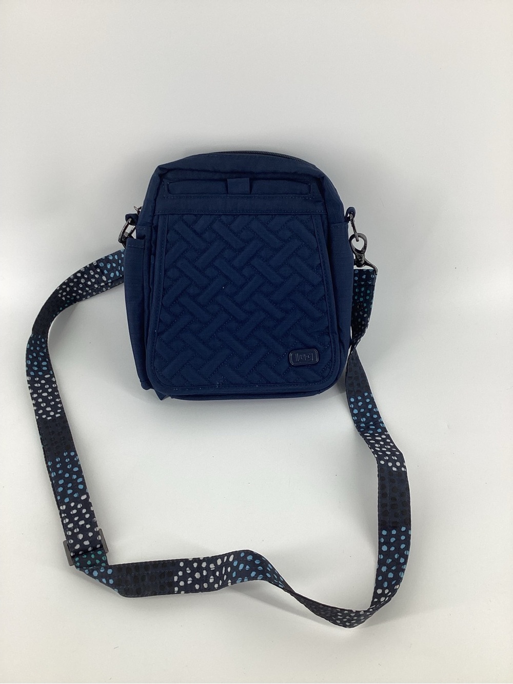 lug Flapper Navy Quilted Messenger Crossbody with Patterned Strap